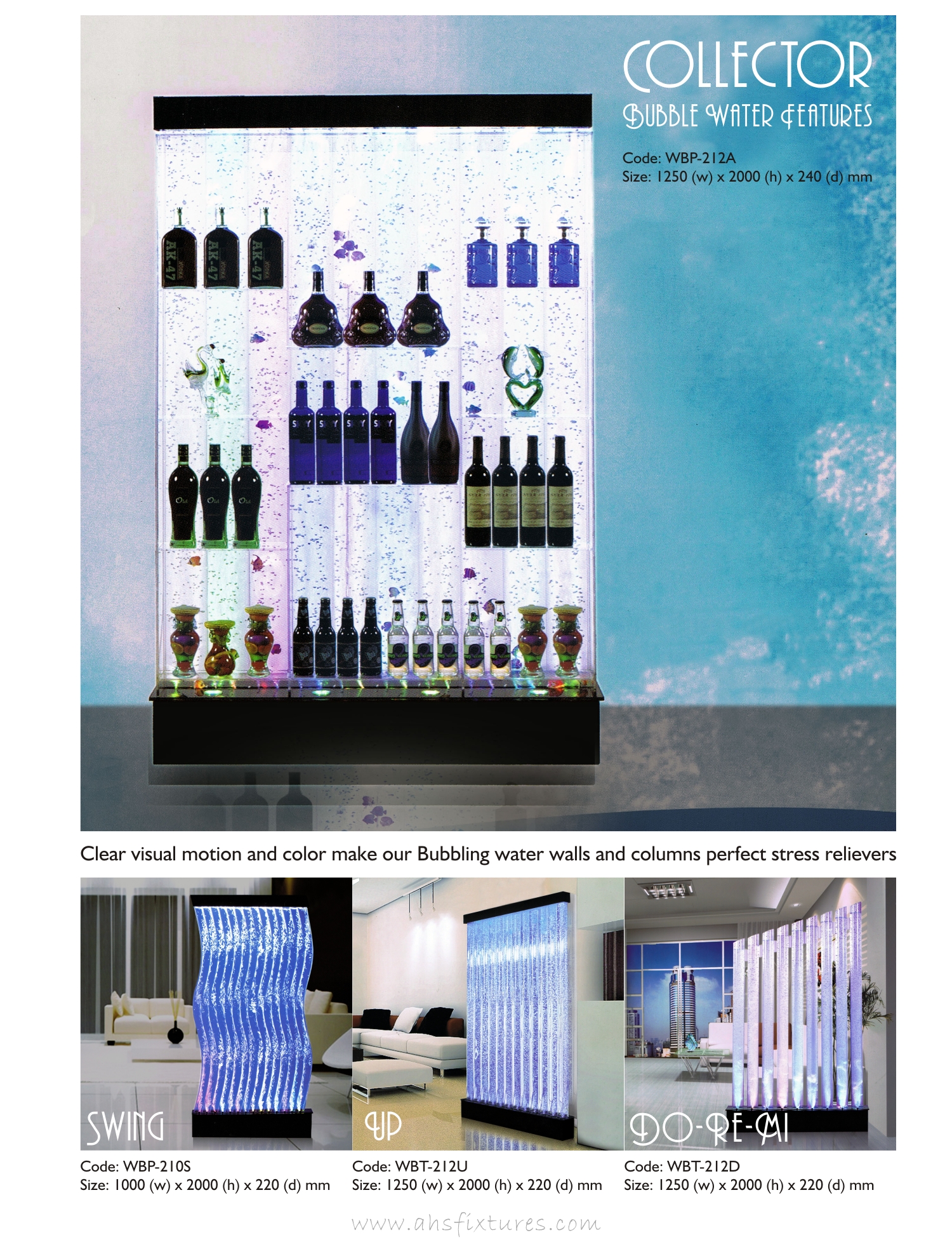 WBP-212A Bubble Fountain Water Features Collector Display Shelves